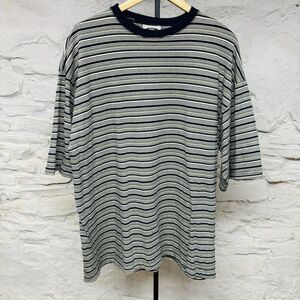 Vintage 90s Sonoma Textured Striped T-Shirt XL Made in USA Surf Beach Skate